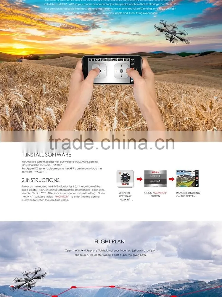 Minitudou helicopter 2.4G Quadcopter New Barometer Height MJX X601H Professional Drone With HD Camera