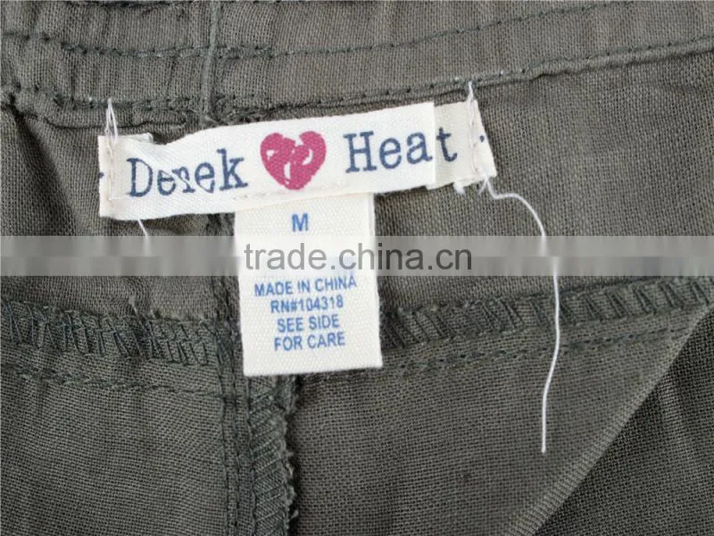 Lady fashion and cheap cotton/linen apparel stock shorts
