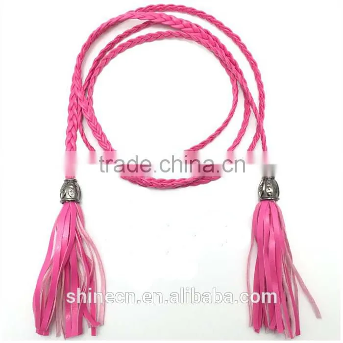 Women Hand-woven Chain Belt Korean Fashion Decorate Slim Leather Chain Belt