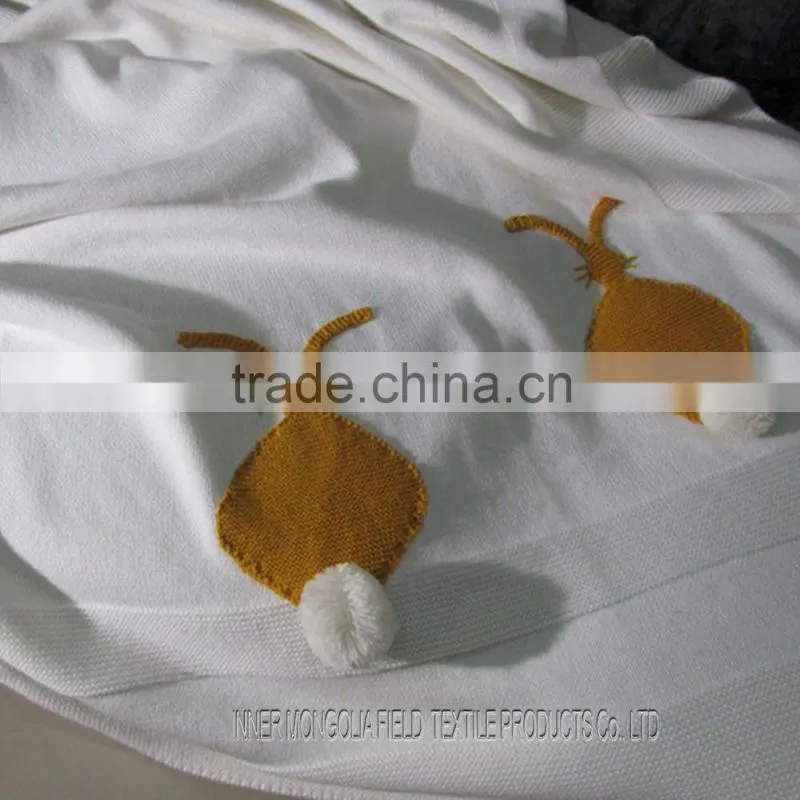 Babies Cot Blanket with Bunny Rabbit Tails