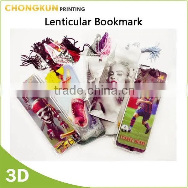 custom gift lenticular bookmark, 3d bookmark with tassel for gift