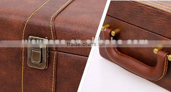 Top Grade Unique Design leather wine box,wine accessories set