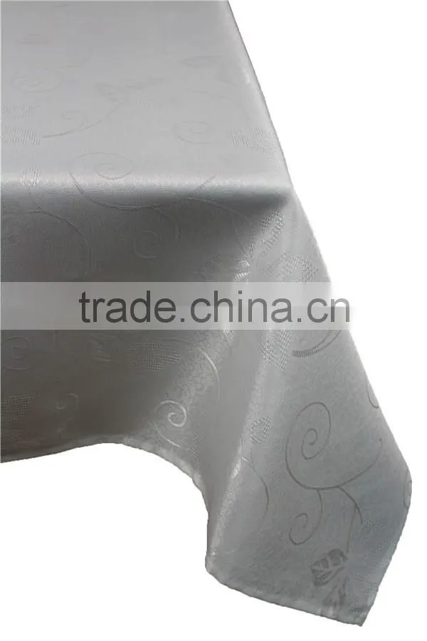 Hot Sale Soild Color Jacquard White Polyester Tablecloth