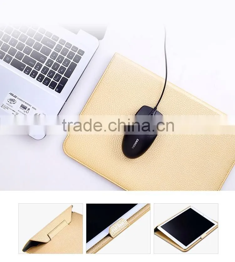 for iPad Pro 12.9 leather Sleeve with kick Stand, Wallet Sleeve Case for Macbook 12 inch, Ultrathin Carrying Bag with Stand