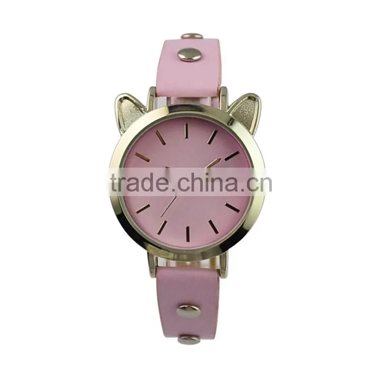 2015 cute cat shape quartz watch for teenage Pretty little lady watches