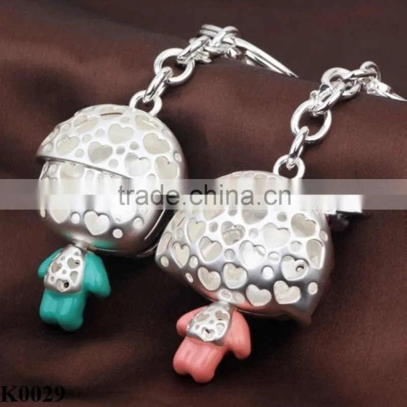 Fashion design cartoon character plated silver Couples keychain K0029