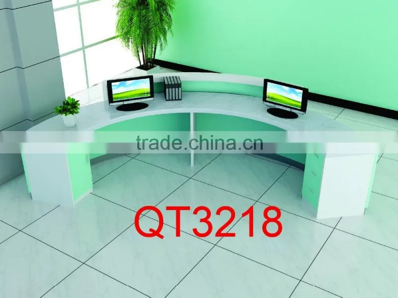 high quality tufted reception desk for 2 people mdf wood factory sell directly QT3310