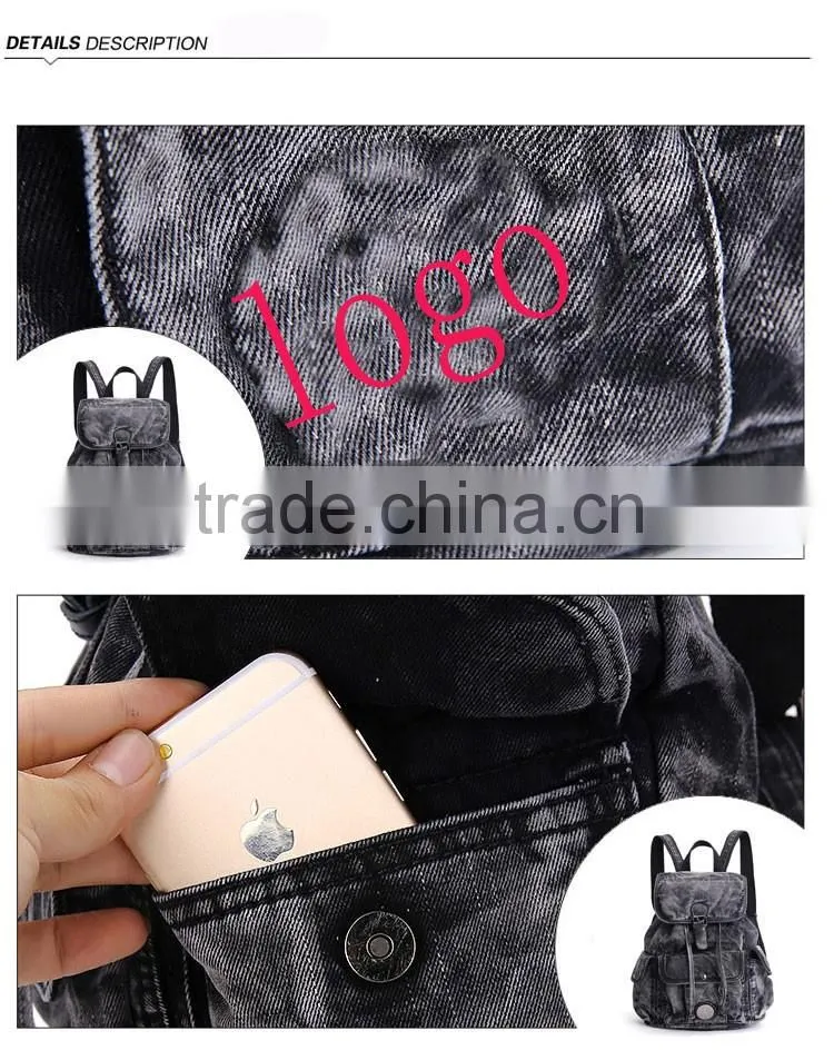 High quality fashion factory OEM durable retro jeans cloth backpack bag