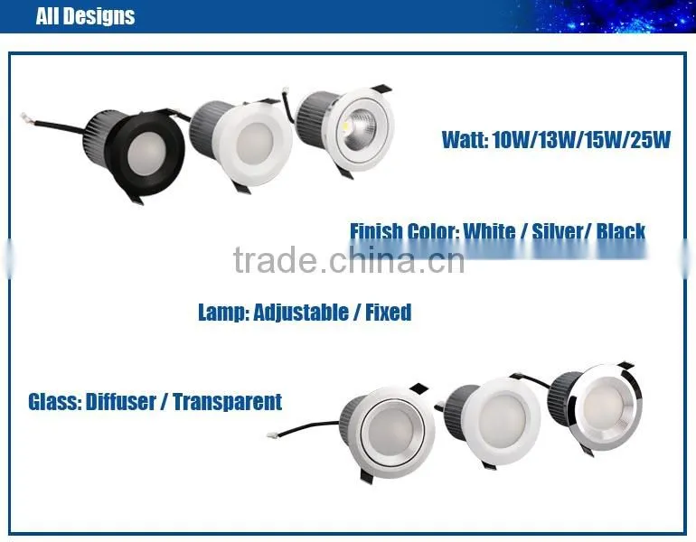 2014 New LED downlight Dimmable 10W 13W 15W Sharp COB chip