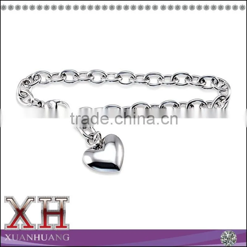 Most popular design 925 sterling silver heart bracelet