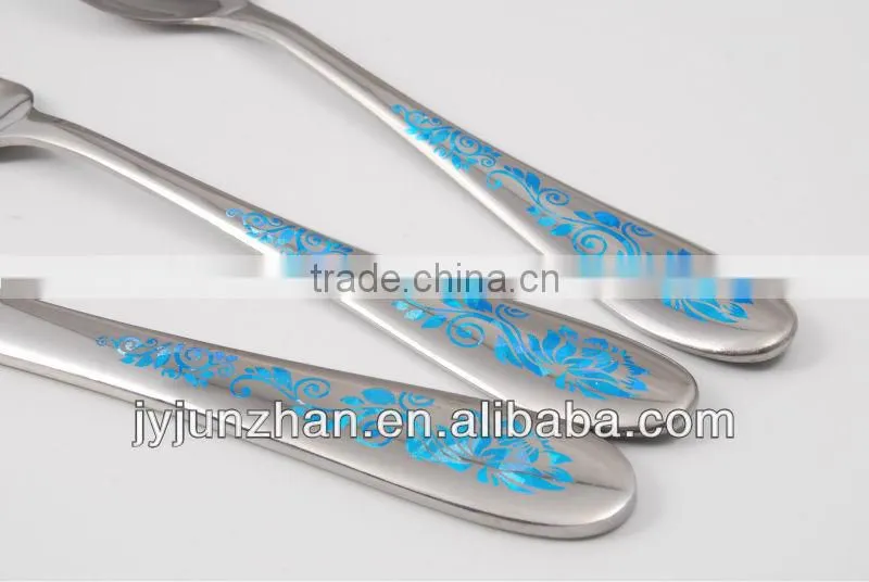 New flatware metal blue color of stainless steel made by Junzhan factory directly and sell in factory price
