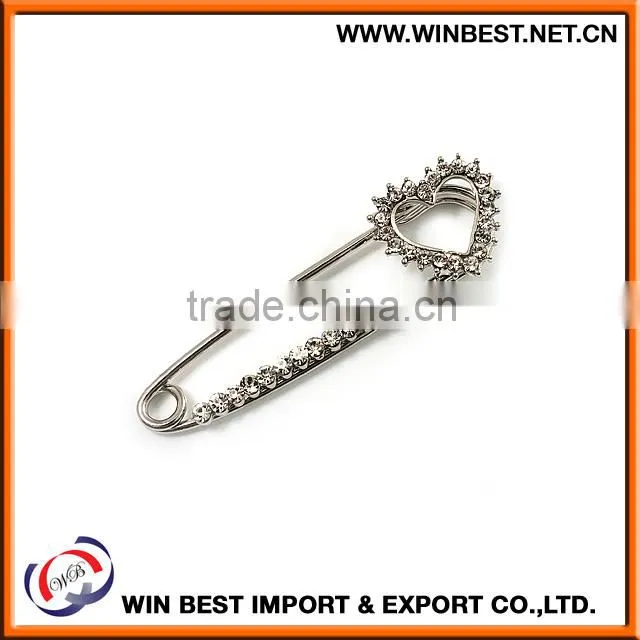Hot selling 2015 costume jewellery trendy brooches, hang tag safety pin