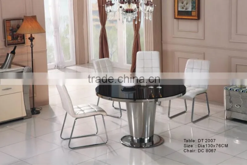 high quality round glass dining table suitable to 6 chairs