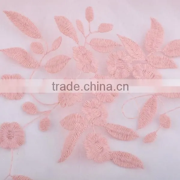 100% Polyester 3d flower fabric organza with multicolor embroidery flower