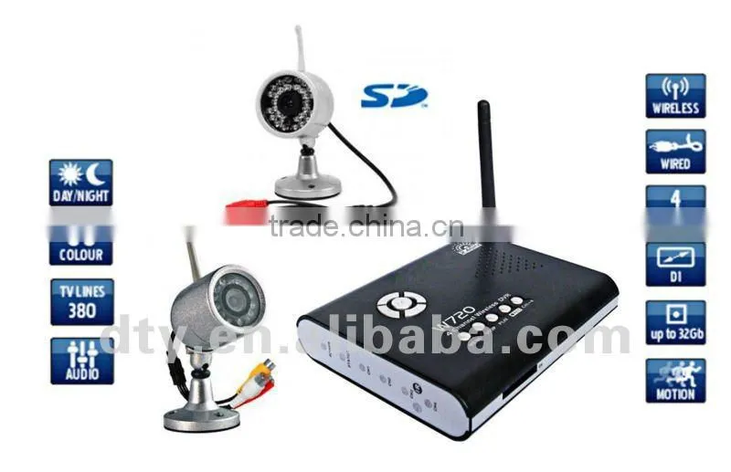 4 channels full d1 2.4ghz wireless dvr kit