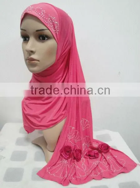H128 latest muslim hijab with shawl and flower