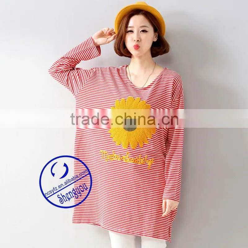 2015 China supplier custom women long line shirt wholesale