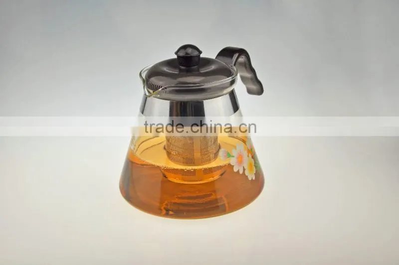 High quality heat resistant borosiilcate pyrex hand made mouth blown glass pots glass tea set 1100E