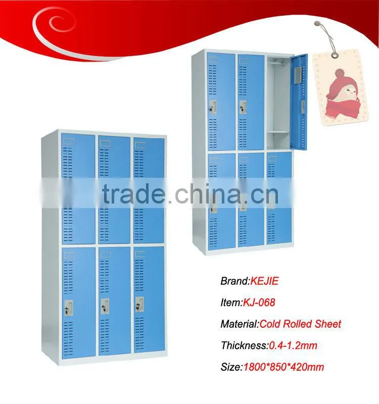 Cold-rooling steel lockers/furniture for clothing store 6 door clothes locker 6 door steel clothes locker School Metal Wardrobe