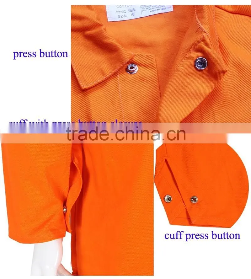 Men's OR orange twill pre shrunk inseams 100% cotton working coverall