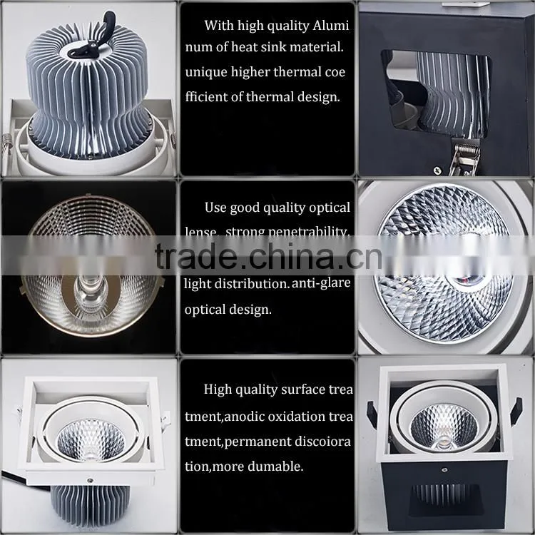 High quality aluminum material,anodic oxidation treatmen,trecessed led cob grille light