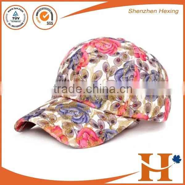 Colorful flower sports hats, custom girls golf sports cap, high quality women sprots hat
