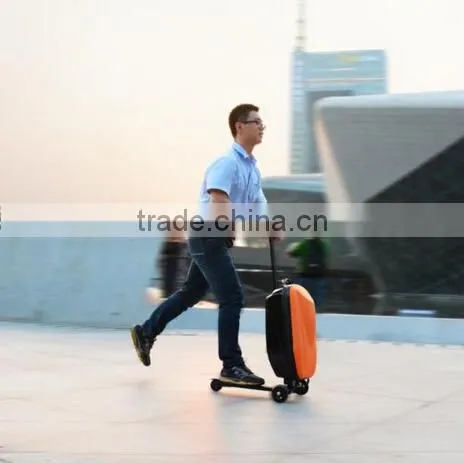 Multi Function orange color business roller scooter suitcase