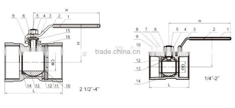 1pc Ball Valve Reduced Bore ,Threaded End ,1000WOG