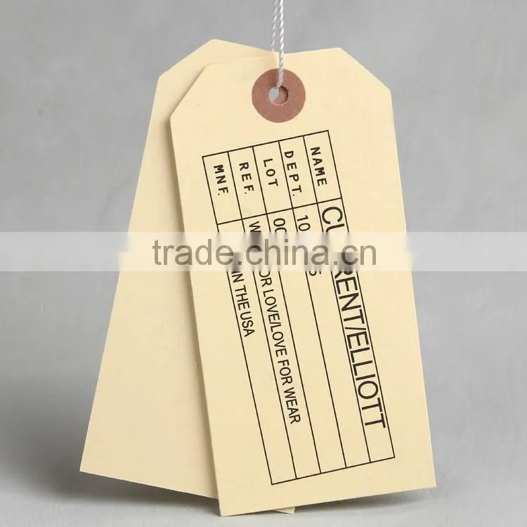 2016 directly factory custom irregular shape logo paper hangtag for jeans t-shirt