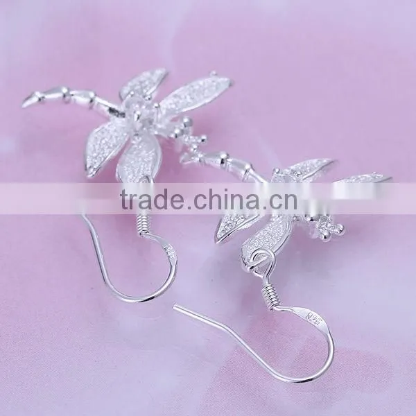 925 sterling silver hook dangle dragonfly earrings