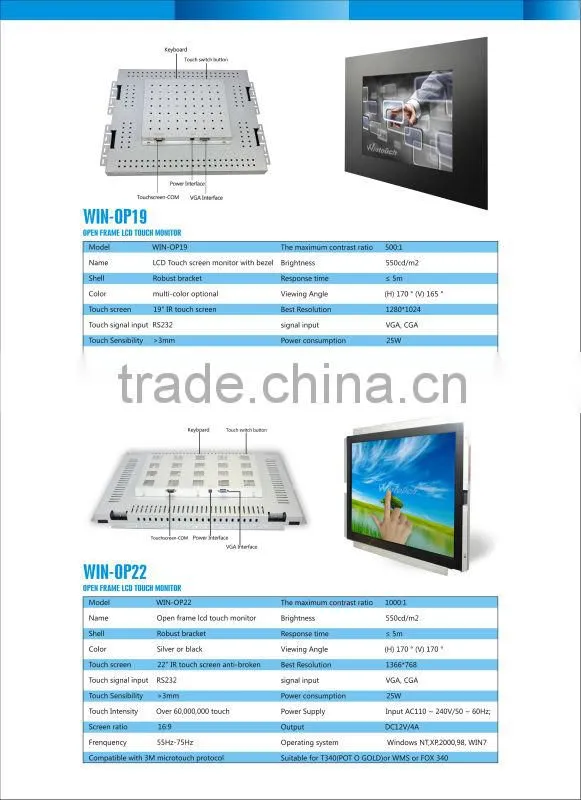 17inch open frame lcd IR touch monitor use for POG WMS game