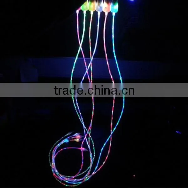 Colorful Flat Micro USB cable with LED light for iPhone