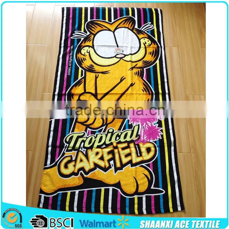 100% natural cotton environmental cartoon Garfield print kids sports towel