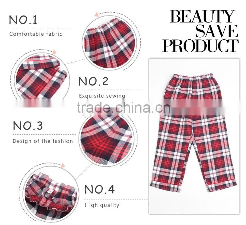 fancy red plaid children cotton sleepwear