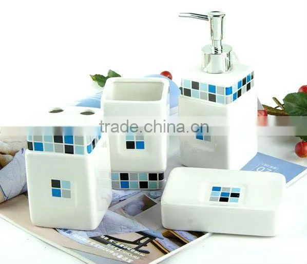 mosaic design square ceramic bathroom set