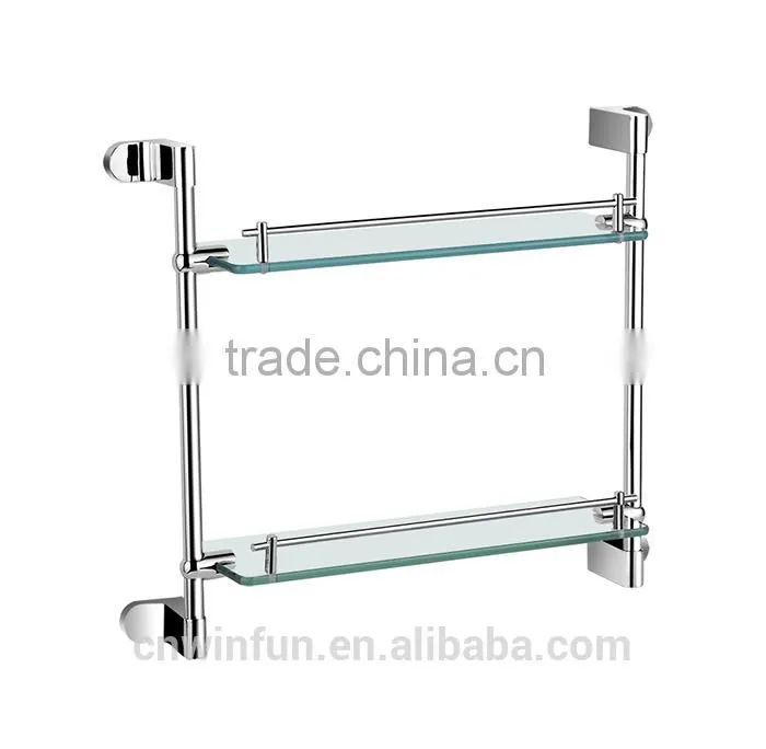 Hotel/Home Bathroom Zinc+brass tempered Double glass shelf