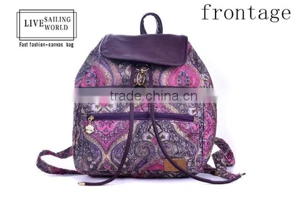 2016 popular new Chinese folk style fancy canvas school bag