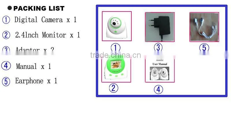 Full Color Screen Pink Green Color Two Ways Talik Wireless 2.4G Baby Monitor