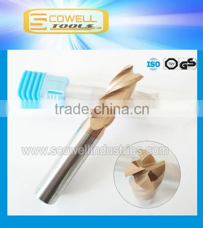 tungsten carbide CNC End Mills Micro Grain Altin coated ,4F flat end milling cutter