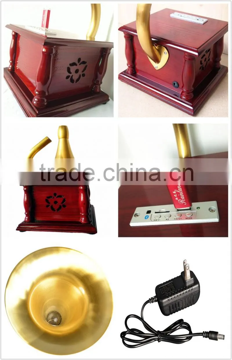 Rain lane High Quality Classic Woonden Design USB SD Bluetooth Gramophone replica