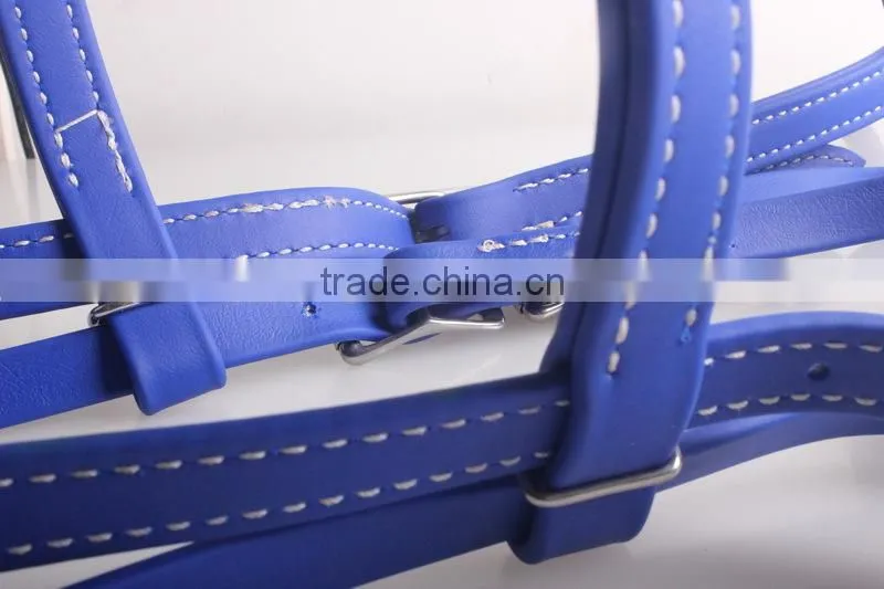 PVC coated webbing horse bridle with double noseband