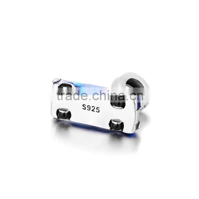 Fashional Car Enamle Sterling Silver Beads Charms Engraved Jewelry