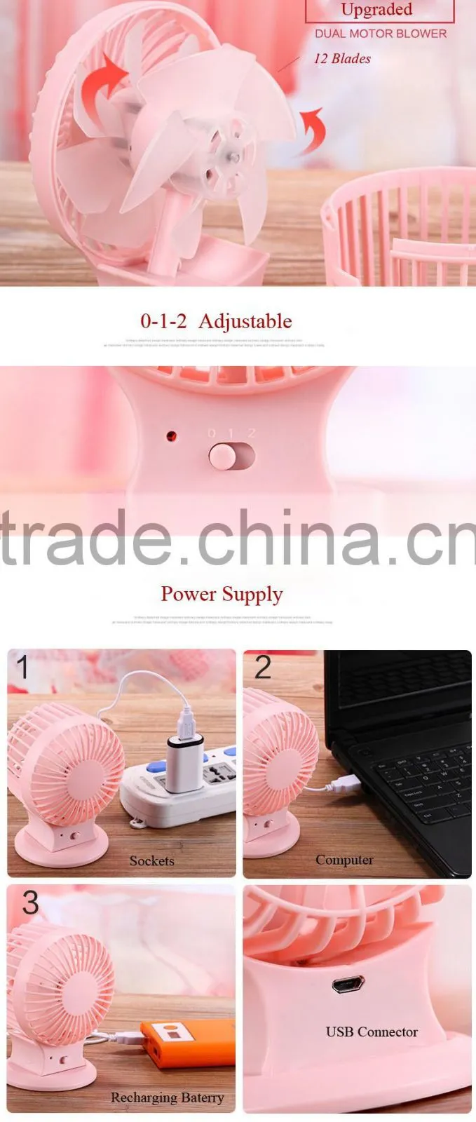 Wholesale Noise Cancelling Portable Mini Usb Fan With Powerful Cooling Wind