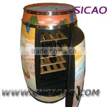 Wood Wine Barrel Refrigerator, LED Wine Barrel Fridge Energy Drink