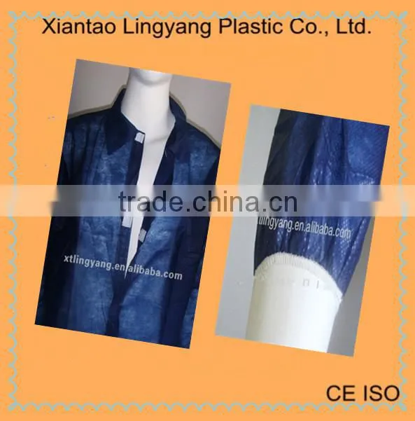 disposable blue polypropylene lab coat