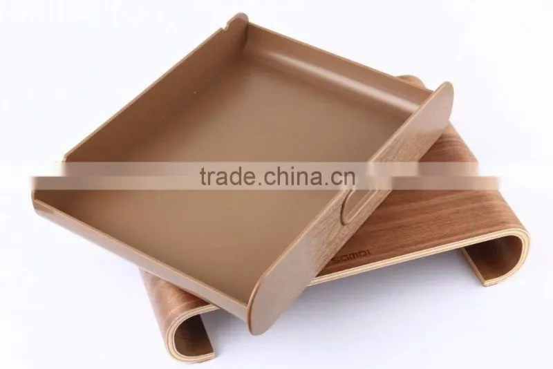Original SAMDI Oak/Walnut Wood Holder with Drawer for MacBook Laptop Computer - Brown/Black
