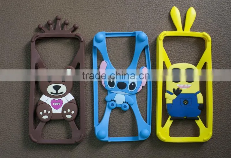 2015 new design cute 3D rubber cartoon silica phone case cover