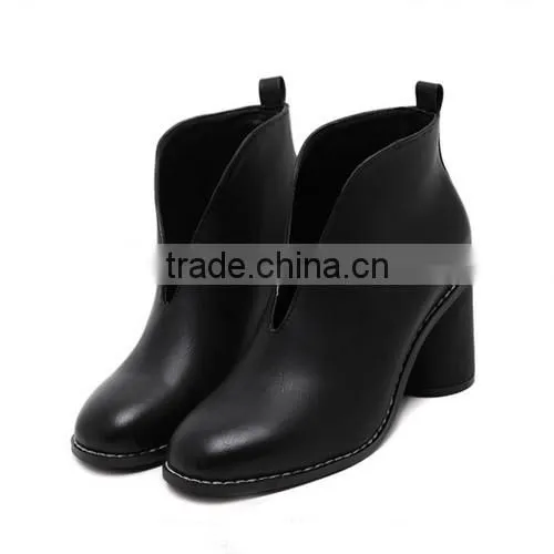 2016 black thick heel ankle boots wood heel ankle boots PJ4392