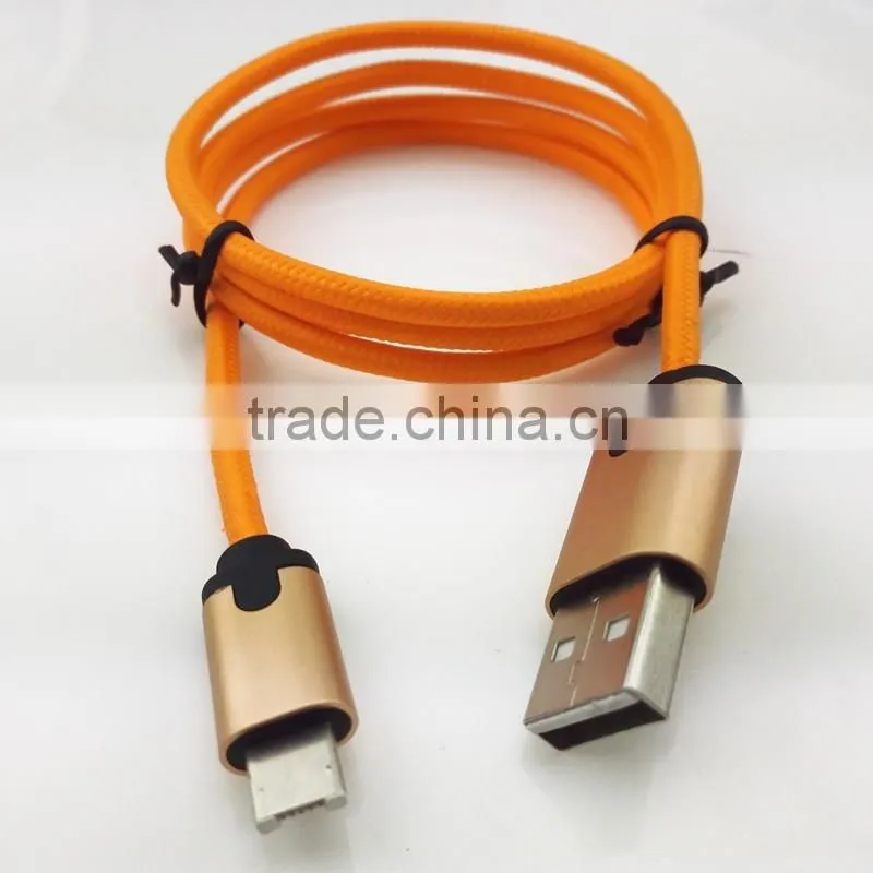 2016 braided mobile phone 2 in 1 USB cable&type C charging cable for smartphone