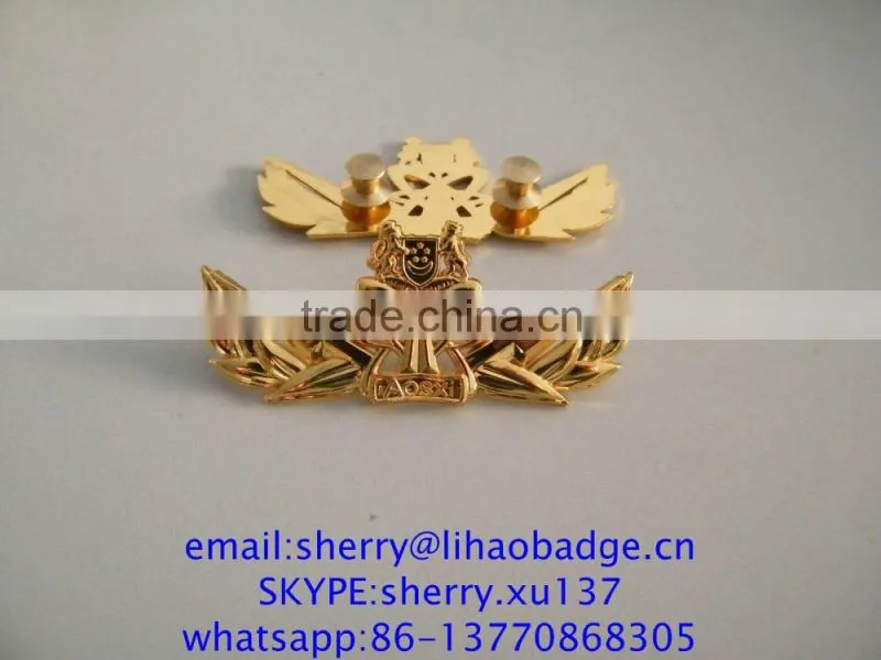 zinc alloy metal wing bagdes,gold pilot wing lapel pins, wing emblem